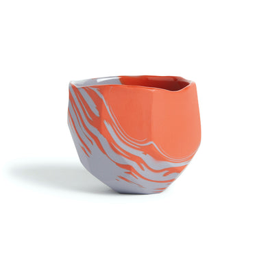 Marble Sake Cup - Deep Red / Gray