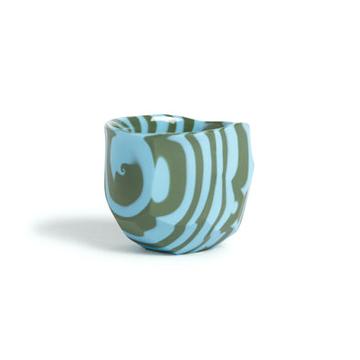 Marble Sake Cup - Green / Light Blue