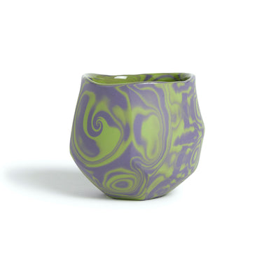 Marble Sake Cup - Lime Green / Purple