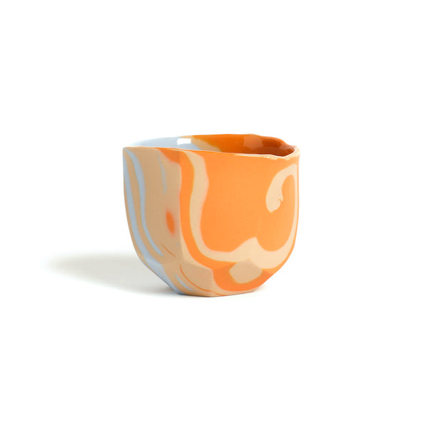 Marble Sake Cup - Orange / Beige / Light Blue