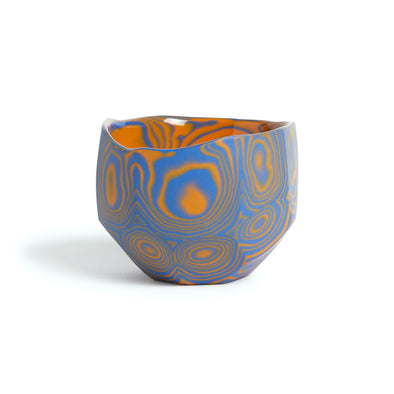 Marble Sake Cup - Orange / Blue