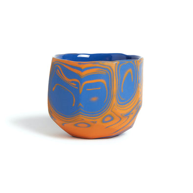 Marble Sake Cup - Orange / Blue