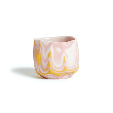 Marble Sake Cup - Pink / Light Pink / Yellow