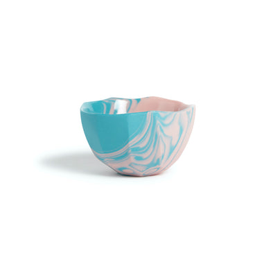 Marble Sake Cup - Pink / Turquoise Blue