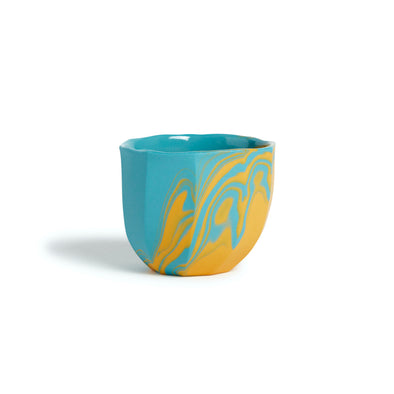 Marble Sake Cup - Turquoise Blue / Orange