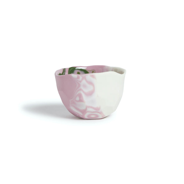 Marble Sake Cup - White / Green / Light Purple