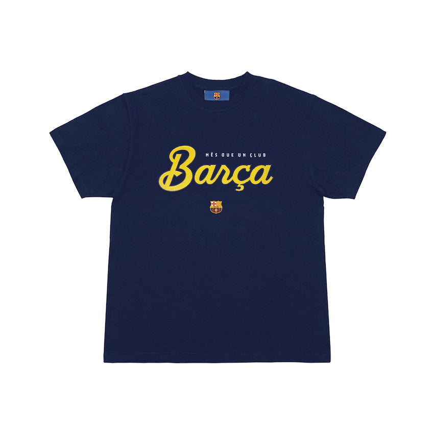 BARÇA Script Logo Tee - Navy – YEN TOWN MARKET